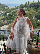 White Lace Sleeveless Sheer Babydoll Mini Dress