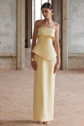 Halter Tie Flounce Waisted Slit Maxi Dress Set