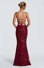 Sexy Slim-Fit Embroidered Dress with Suspenders