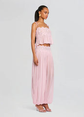 Lace Trim Cami Top & Wide Leg Pants Set