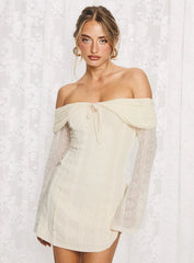 Colettie Long Sleeve Mini Dress Cream