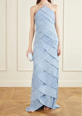 Ethereal Skies Tiered Halter Maxi Dress