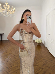 Shell-Embellished Sequin Mermaid Gown