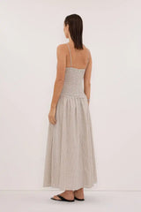 Spaghetti Strap Open-Back Gingham Flare