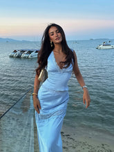 Satin Lace Trim V-Neck Cami Top & Maxi Skirt Two-Piece Set