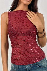 Casual Sequin Bodycon Tank Top