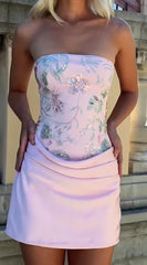 Heavy Embroidery Sequin Strapless Mini Dress