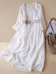 Cotton Linen Embroidered Dress