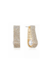 Swaddled Pearl Crystal Teardrop Earrings