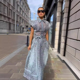 Autumn and Winter New Catwalk Print Positioning Two-Piece Set