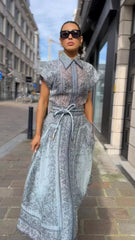 Autumn and Winter New Catwalk Print Positioning Two-Piece Set