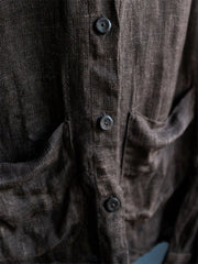 Solid Color Lapel Cotton And Linen Shirt