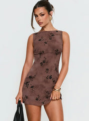 Edwyna Mini Dress Brown Floral
