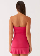 Hurts Like Hell Strapless Mini Dress - Fuchsia