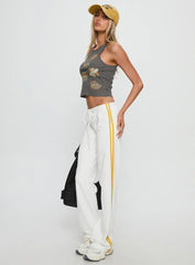 Elation Low Rise Straight Leg Track Pant White