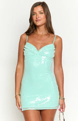 Honey Aqua Sequin Mini Dress
