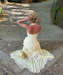 Halter Ruched Waist Tulle Mermaid Gown