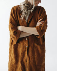 Linen kimono coat mustard
