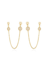 Double Piercing Chain Drop Earrings