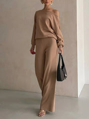 Casual Off Shoulder Knitted Two-Piece Set