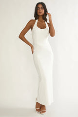 Shailyn Scoop Neck Halter Maxi Dress White