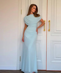 Asymmetrical Draped Ruched Mermaid Evening Gown