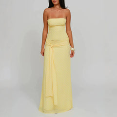 Strapless Corset Top & Tie-Front Maxi Skirt Set
