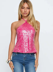 Sun Salutations Halter Top Pink