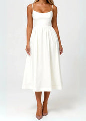 Wedding Guest Dress, Elegant Corset Midi Dress for Women - White, Light Blue, Pink, Purple