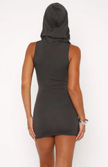 Out Of My Head Knit Mini Dress Charcoal