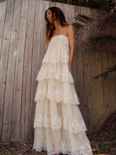 Tiered Lace Open-Back Spaghetti Strap Maxi Dress