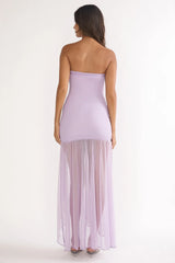 Jezra Strapless Sequin Embellished Maxi Dress Purple