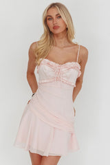 Dainty Frill Trim Mini Dress Pink