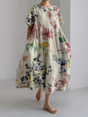 Ladies Botanical Floral Design Casual Loose Dress