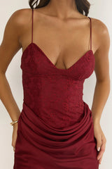 Faelis Draped Waist Maxi Dress Wine