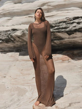 Sheer Knit Long Sleeve Maxi Dress