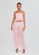 Lace Trim Cami Top & Wide Leg Pants Set
