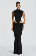 Sexy Front & Back Cutout Ruched Mermaid Maxi Dress