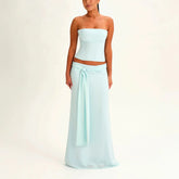 Strapless Corset Top & Tie-Front Maxi Skirt Set