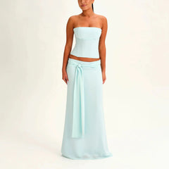 Strapless Corset Top & Tie-Front Maxi Skirt Set