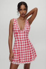 x BELLA HADID Farm Gingham Mini Dress - Malibu Picnic