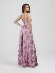 The Carmen Dress in Lilac Tapestry Rose II