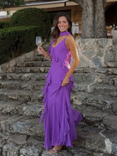Scarf Neck Ruffled Chiffon Maxi Dress