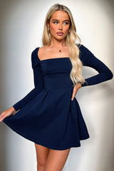 Tabitha Long Sleeve Mini Dress - Navy