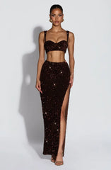 Sexy Suspender Skirt Sequined Slit Suit Skirt