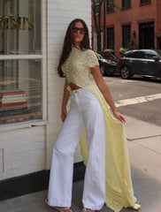 Sheer Lace Cutout High Neck Top(Only tops)