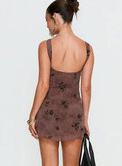 Edwyna Mini Dress Brown Floral