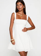 Xanthus Embroidered Mini Dress White