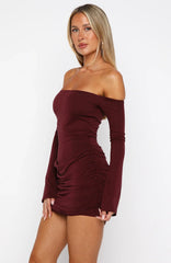 Sweet Provence Long Sleeve Mini Dress Port