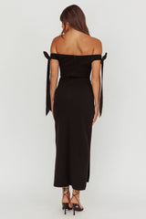 Have Faith Off-Shoulder Bow Sleeve Maxi Dress Black